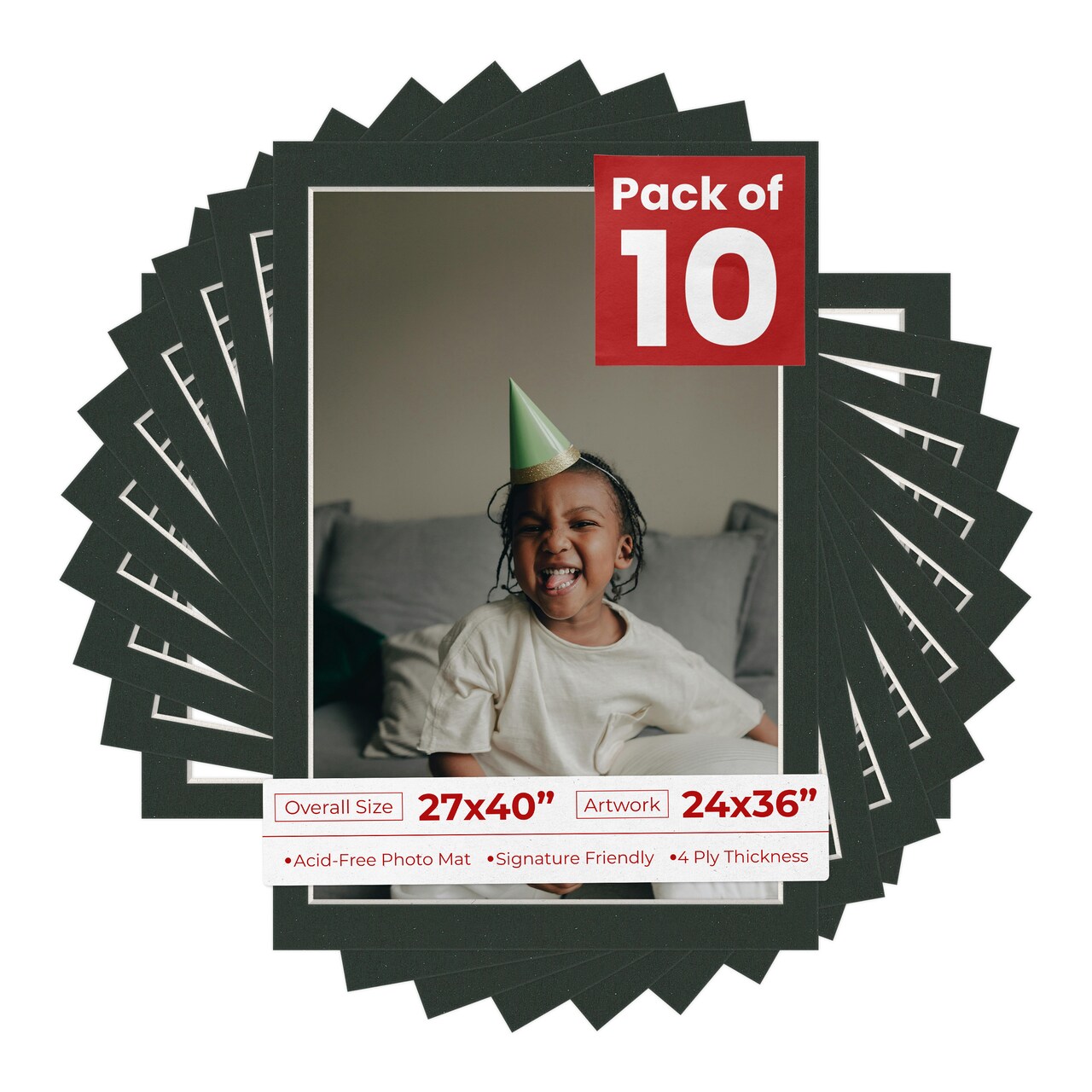 Textured Black Mat Board for 27x40 Frames - Fits 24x36 Photos